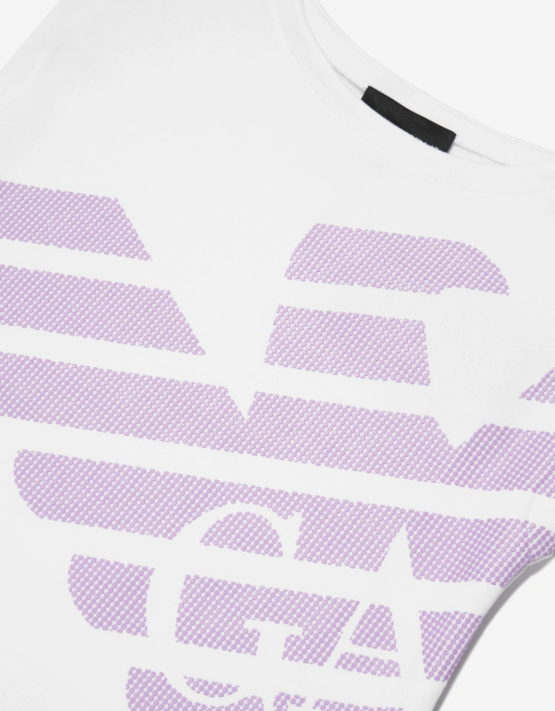 Girls Sleeveless Logo Dress In White