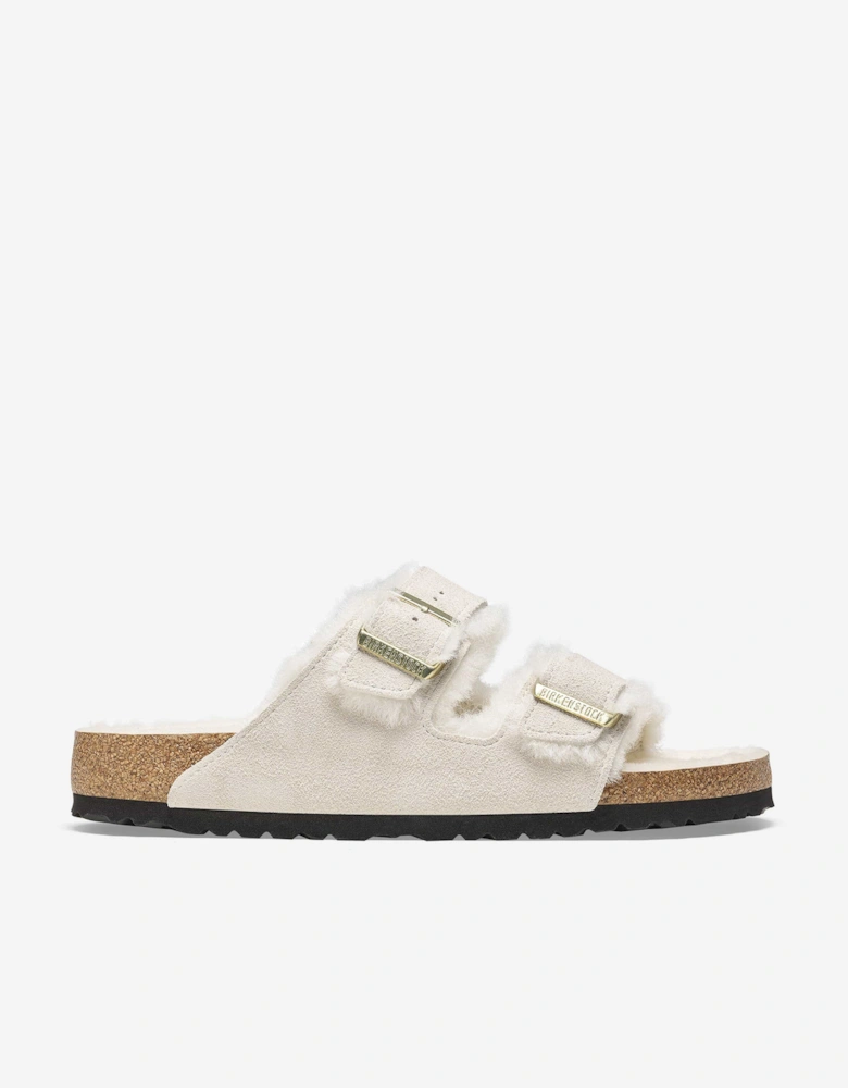 Shearling Suede Sandals in White