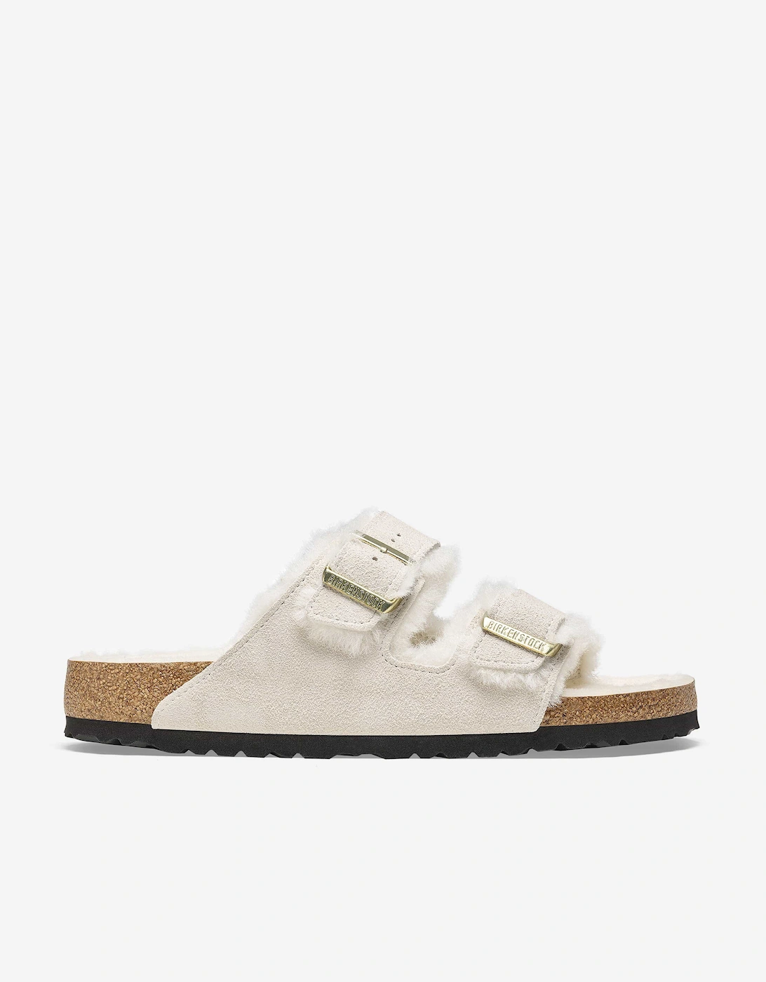 Shearling Suede Sandals in White, 5 of 4