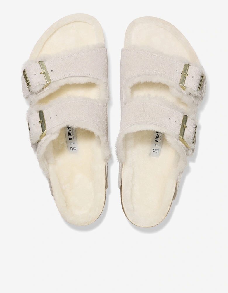 Shearling Suede Sandals in White