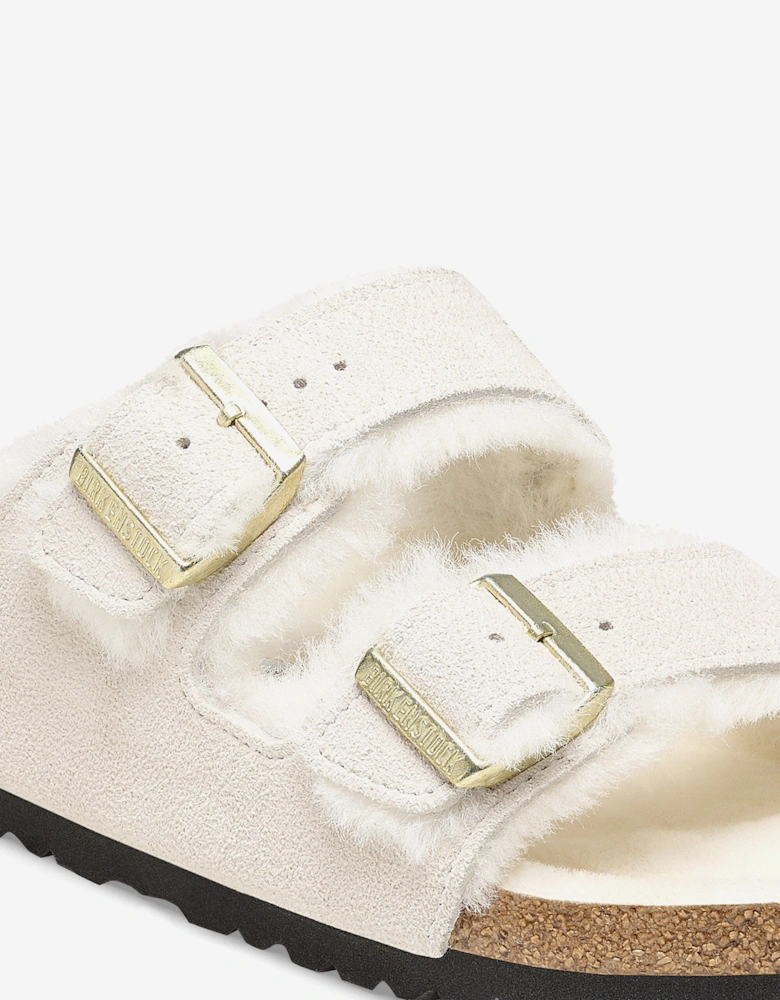 Shearling Suede Sandals in White