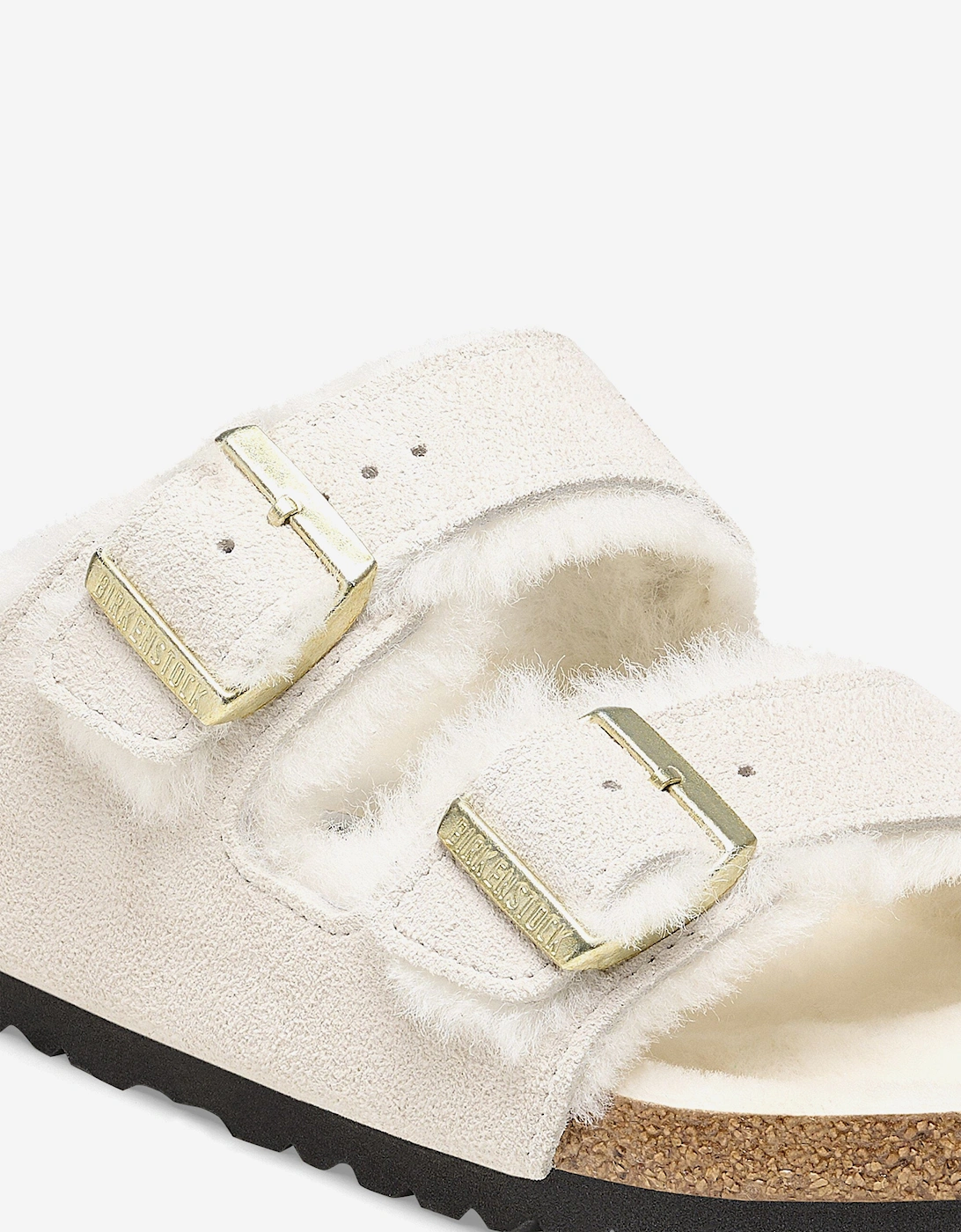 Shearling Suede Sandals in White