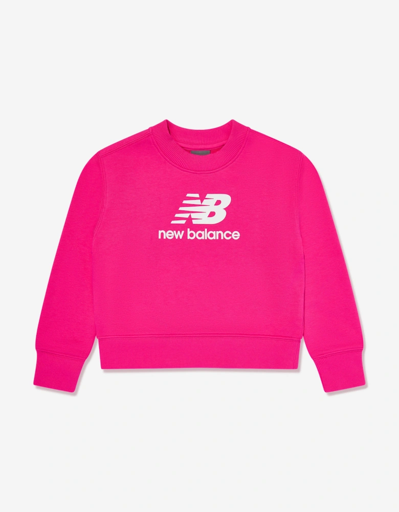 Girls French Terry Stacked Logo Sweatshirt in Pink