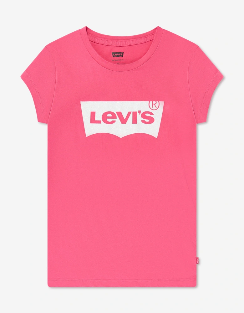 Girls Cotton Short Sleeve Batwing Logo T-Shirt