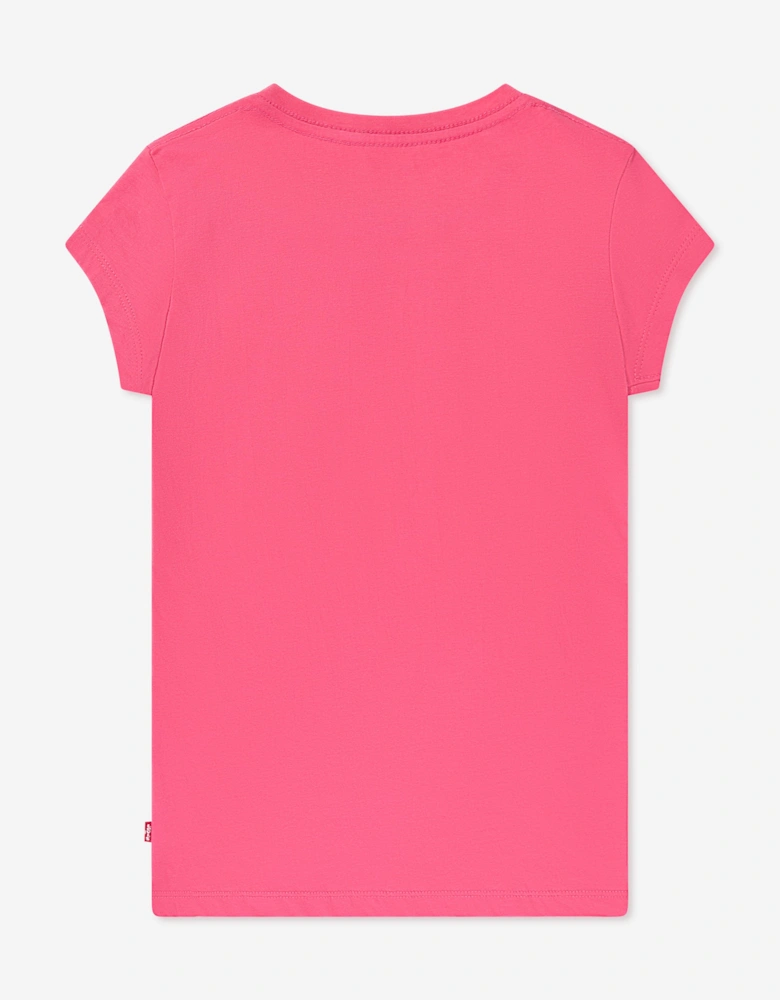 Girls Cotton Short Sleeve Batwing Logo T-Shirt