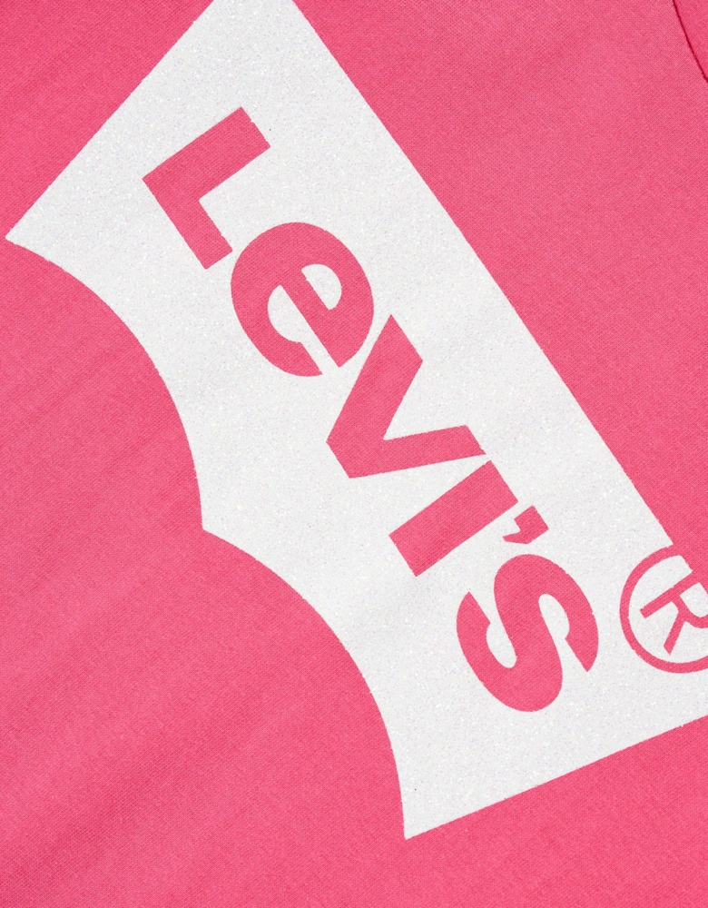 Girls Cotton Short Sleeve Batwing Logo T-Shirt