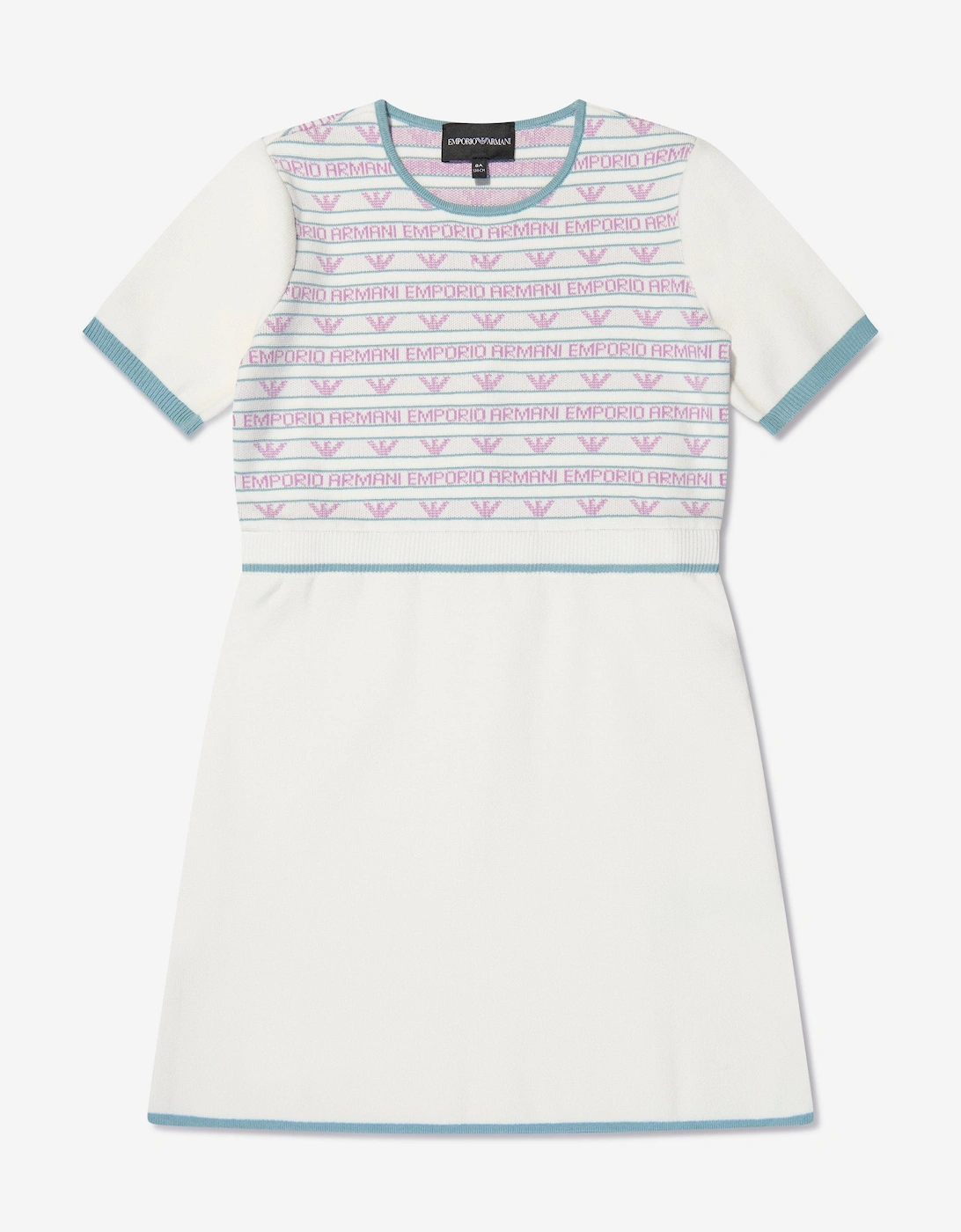 Girls Short Sleeve Logo Dress In White, 5 of 4
