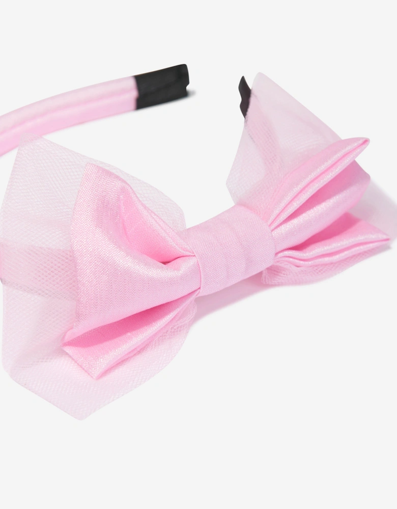 Girls Tulle Bow Headband in Pink