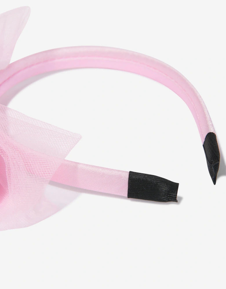 Girls Tulle Bow Headband in Pink