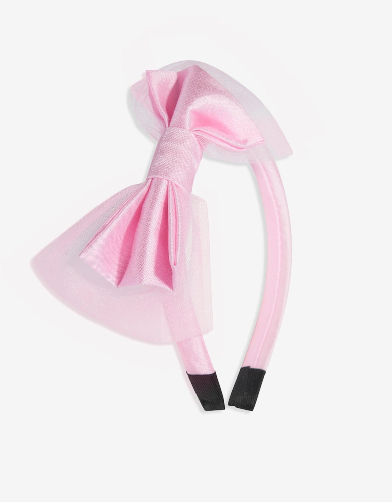 Girls Tulle Bow Headband in Pink