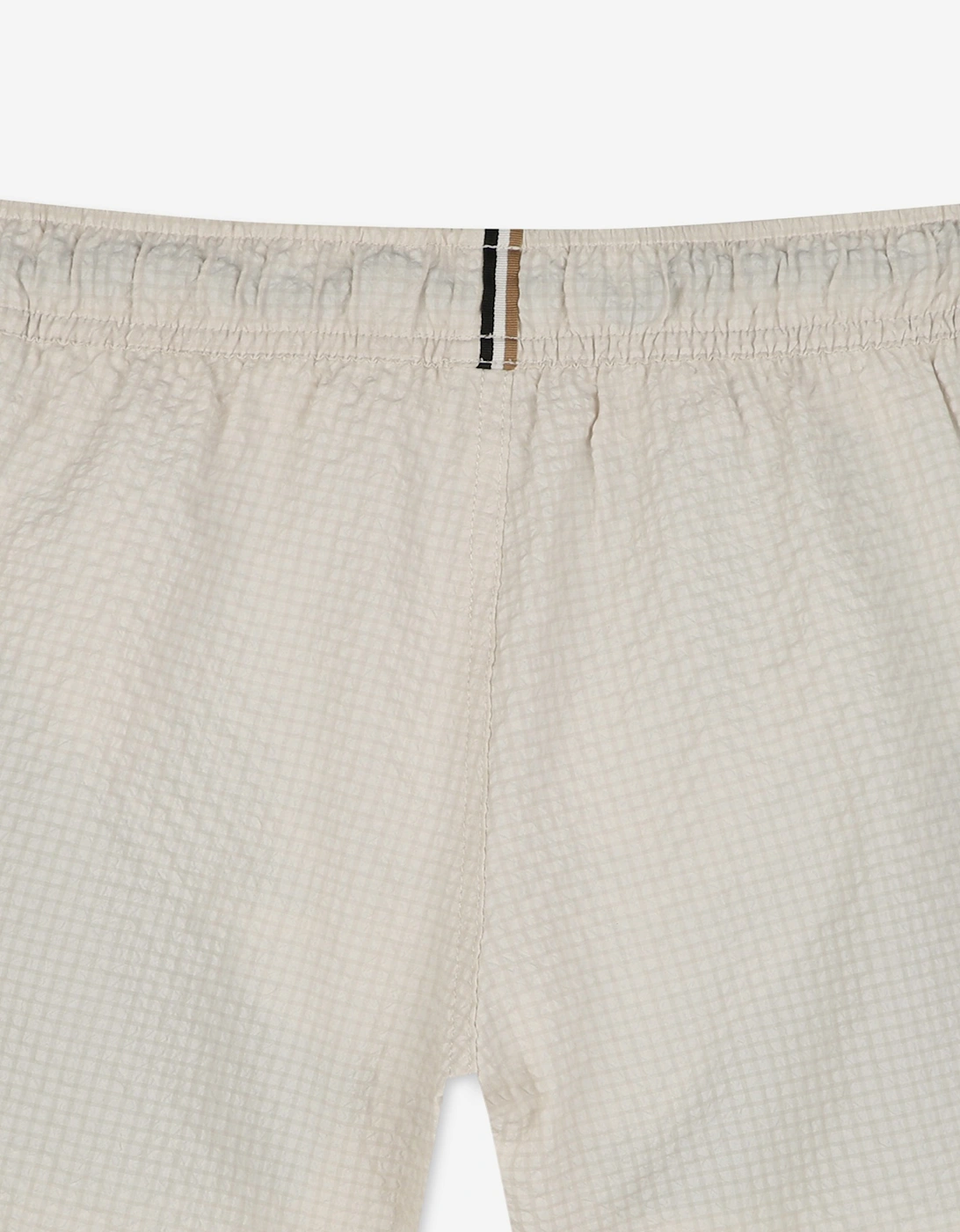BOSS Boys Logo Print Swim Shorts in Beige