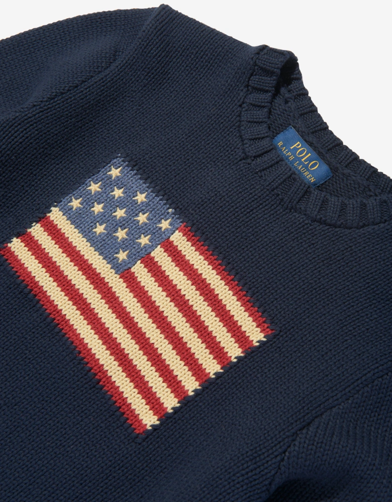 Boys Cotton Flag Jumper in Navy