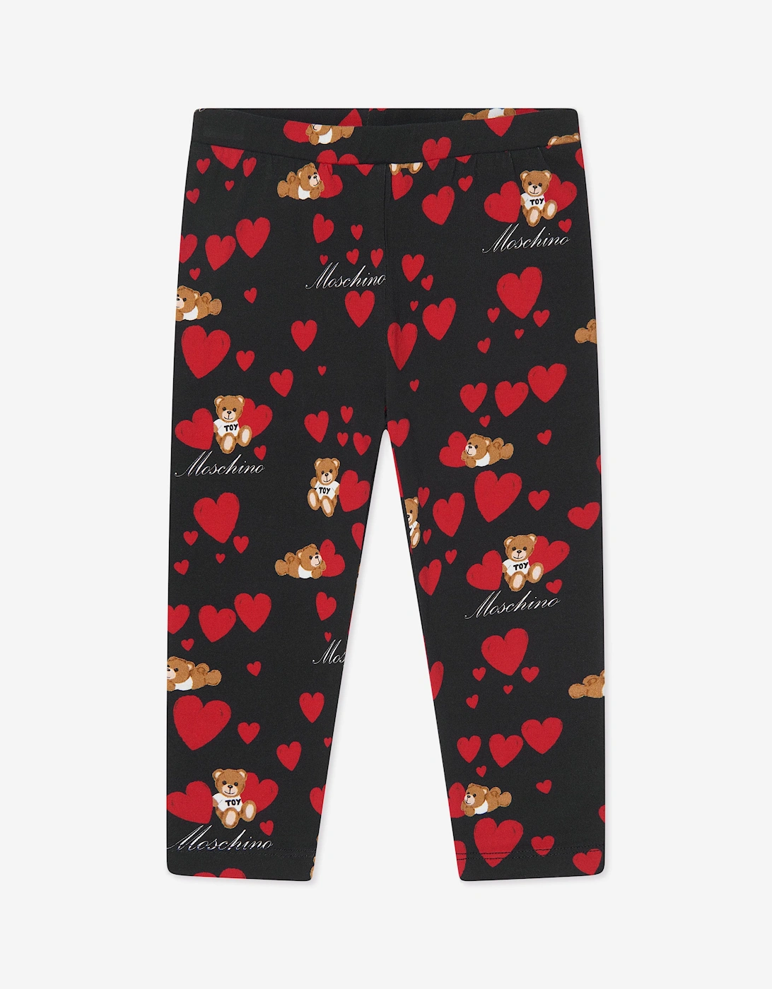 Baby Girls Teddy Hearts Leggings in Black, 5 of 4
