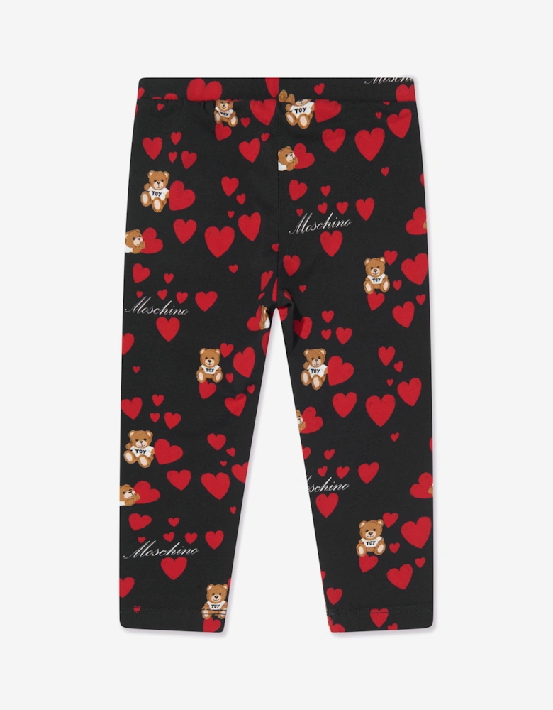 Baby Girls Teddy Hearts Leggings in Black