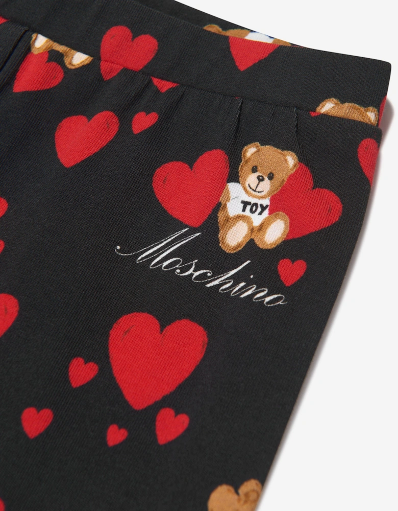 Baby Girls Teddy Hearts Leggings in Black