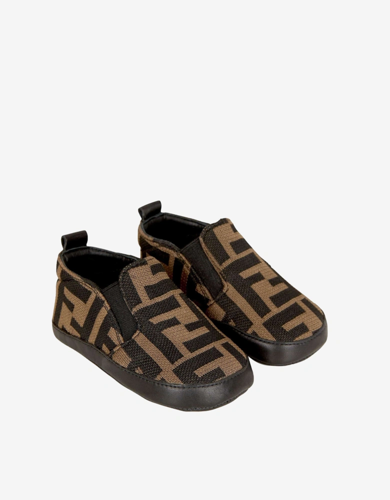 Baby Boys FF Logo Slip On Shoes in Brown