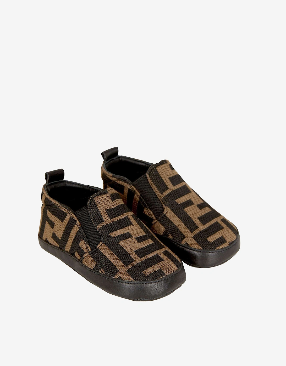 Baby Boys FF Logo Slip On Shoes in Brown