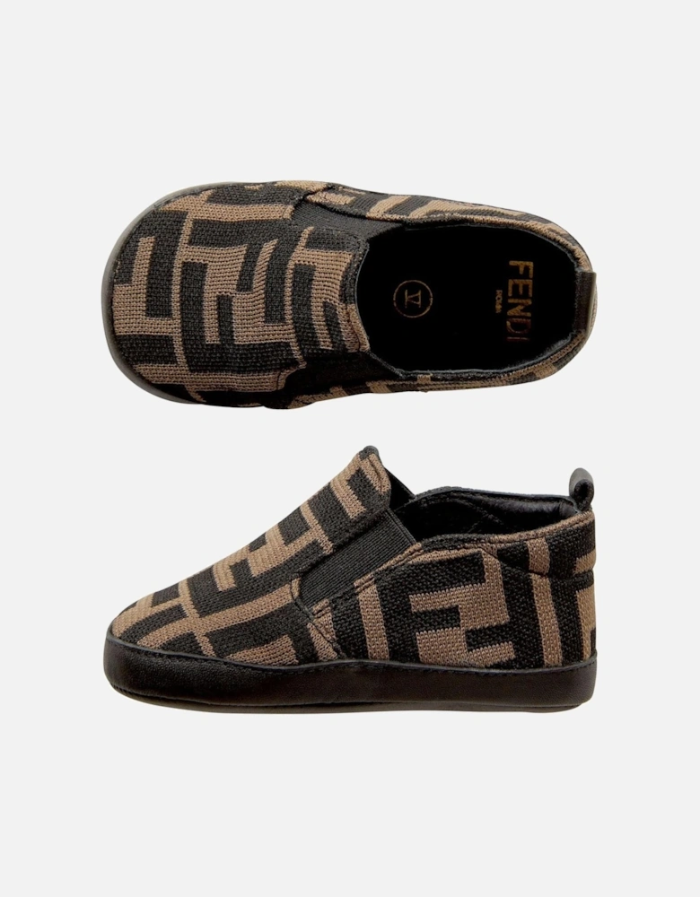 Baby Boys FF Logo Slip On Shoes in Brown