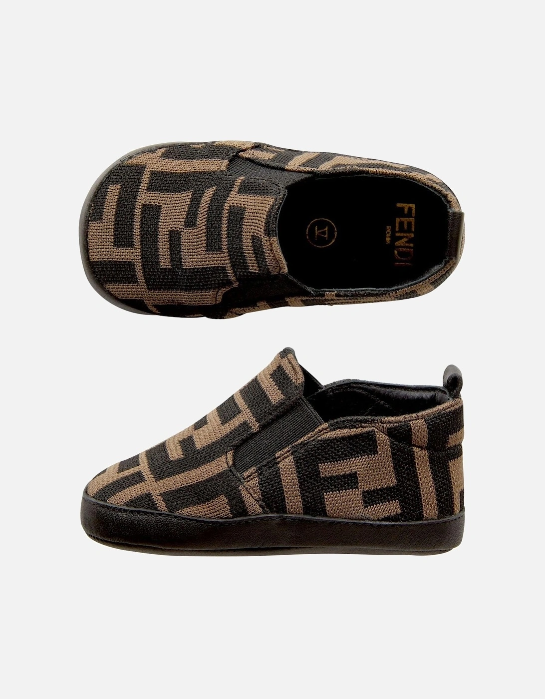 Baby Boys FF Logo Slip On Shoes in Brown