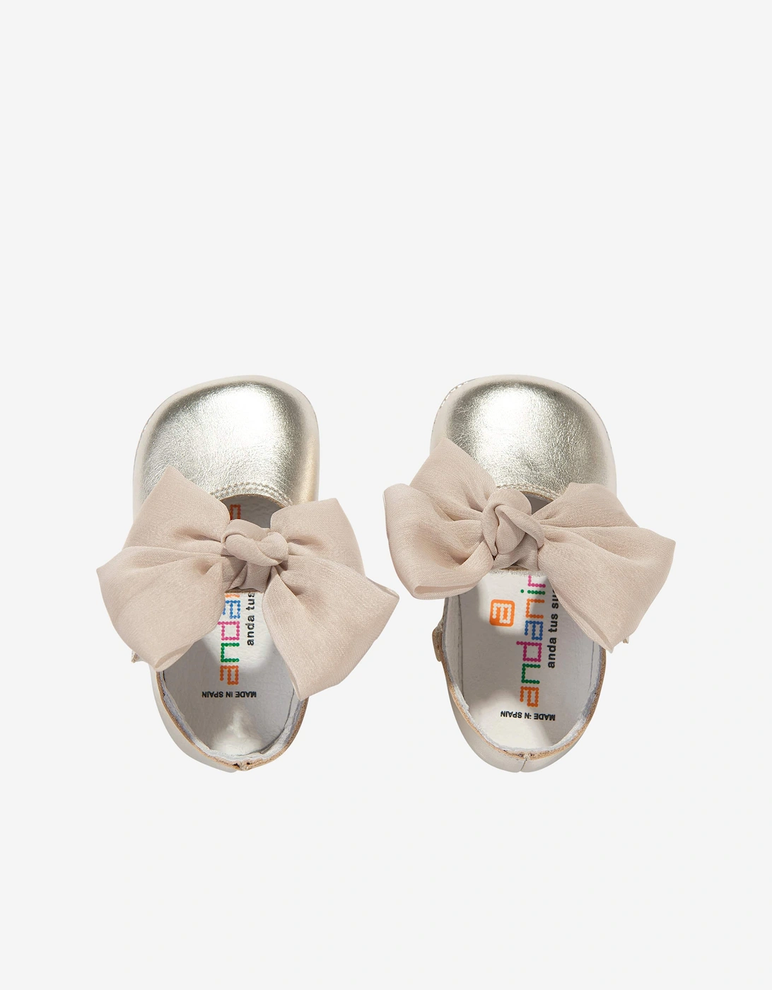 Baby Girls Leather Bow Shoes in Gold