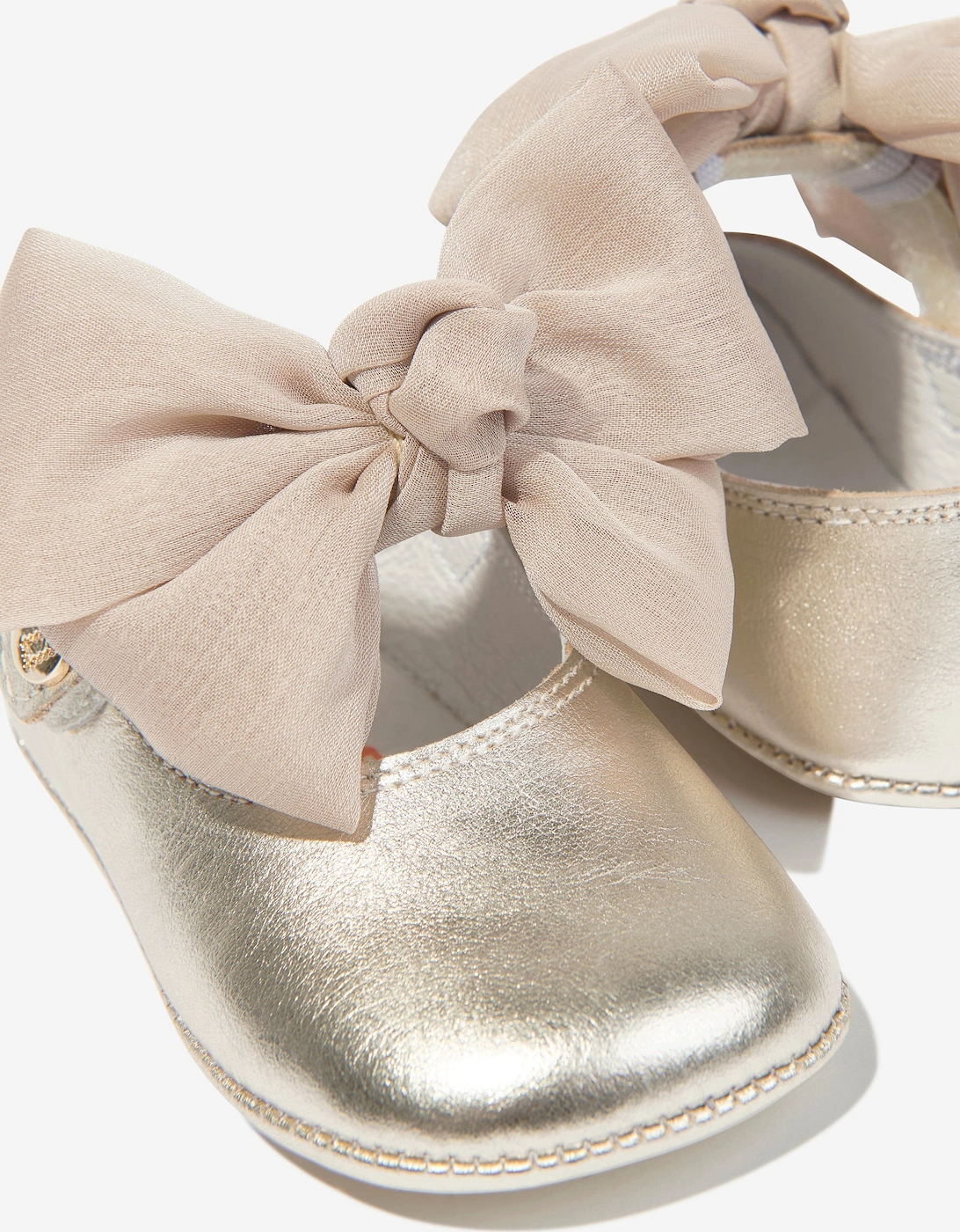 Baby Girls Leather Bow Shoes in Gold