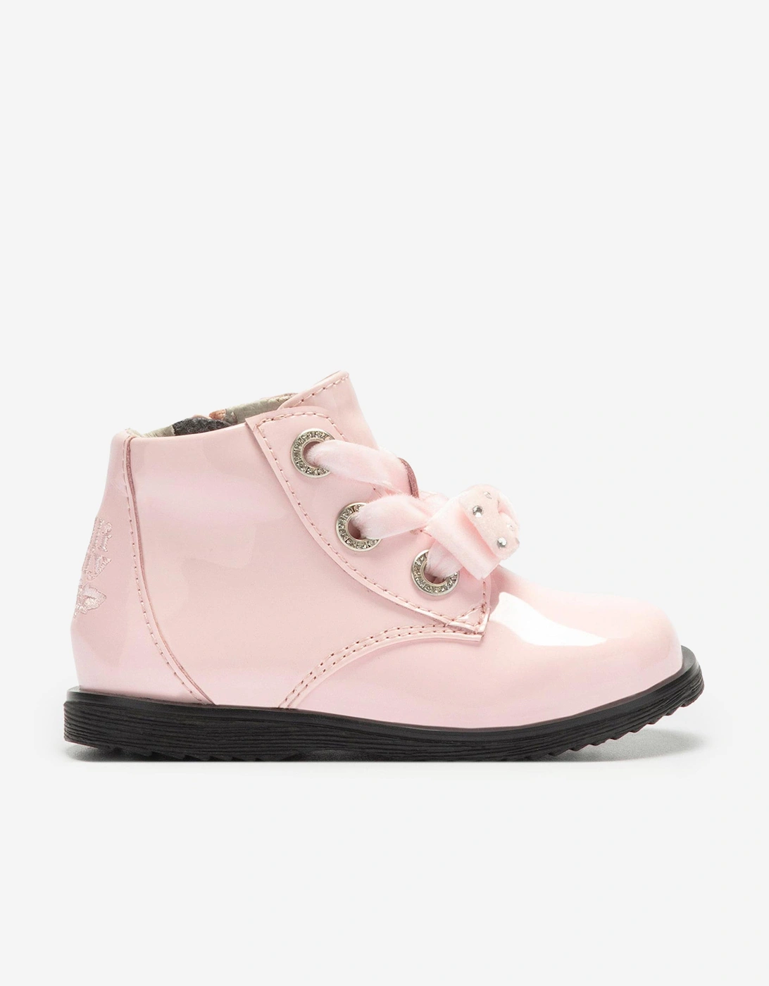 Girls Leather Lace Up Boots in Pink, 5 of 4