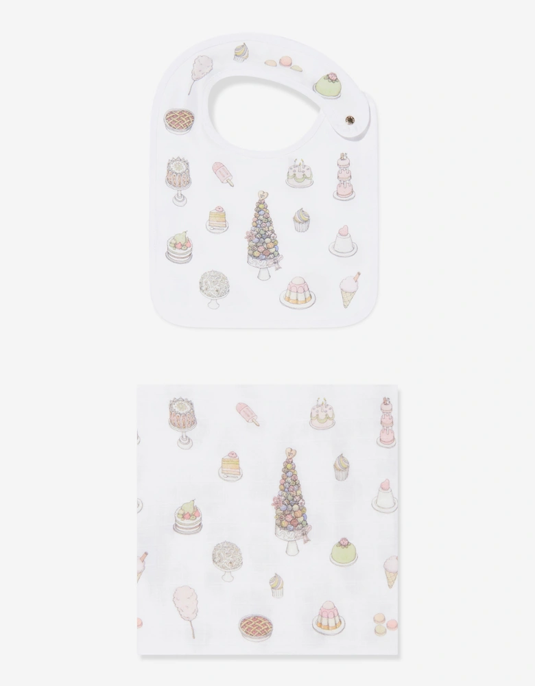 Baby Girls Sweetie Pie Carré and Satin Bibs Set in Pink
