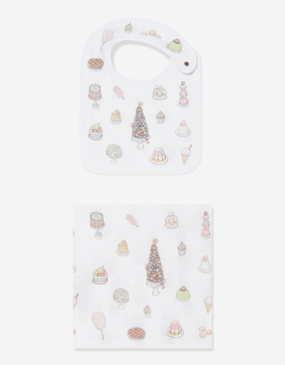 Baby Girls Sweetie Pie Carré and Satin Bibs Set in Pink, 6 of 5
