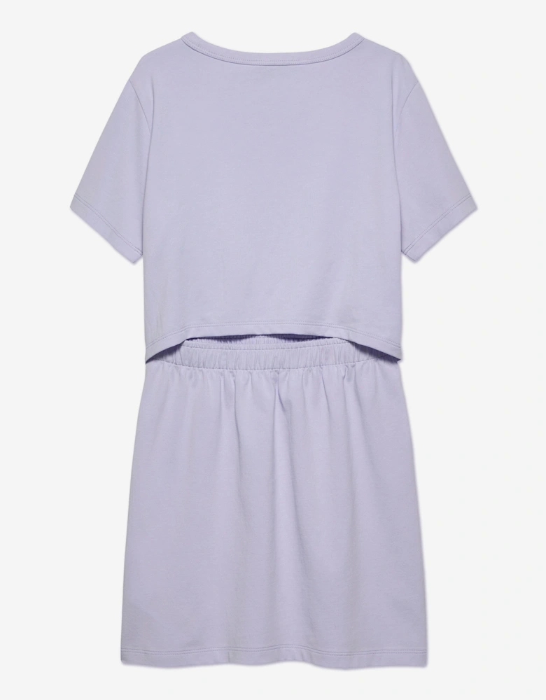 Girls Monologo Metallic T-Shirt Dress in Purple