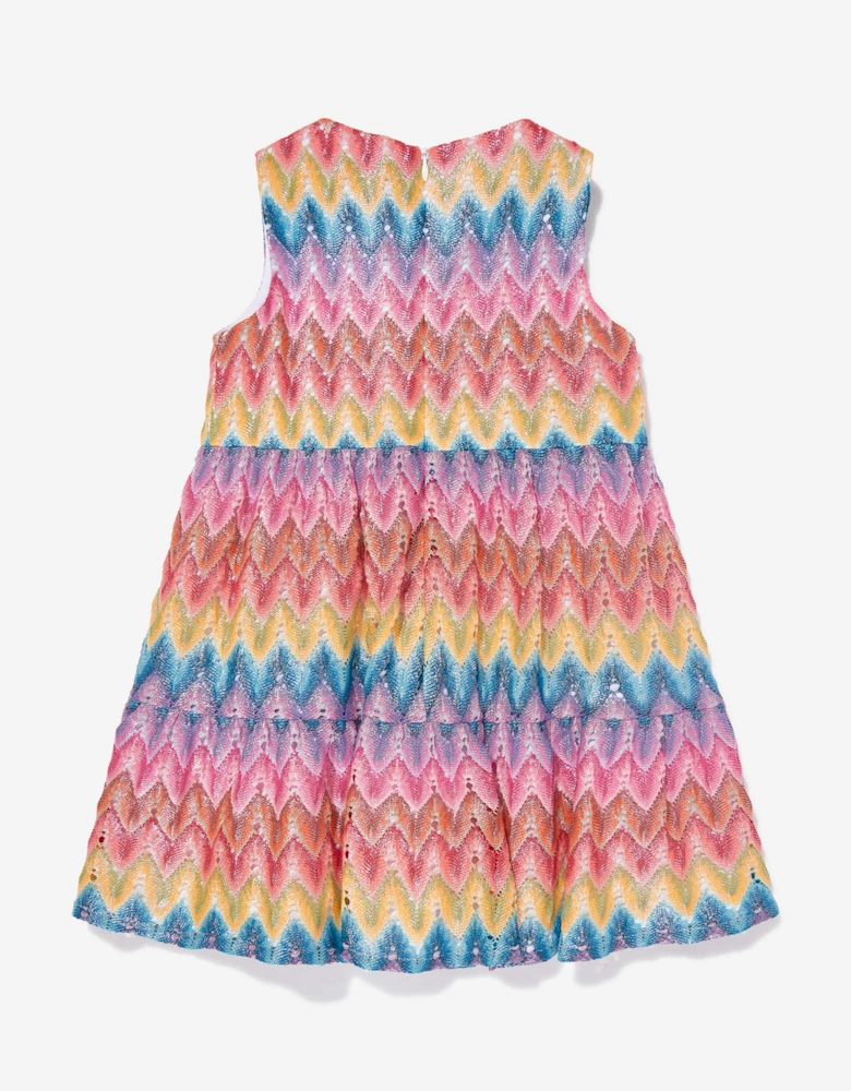 Girls Knitted Zigzag Dress in Multicolour