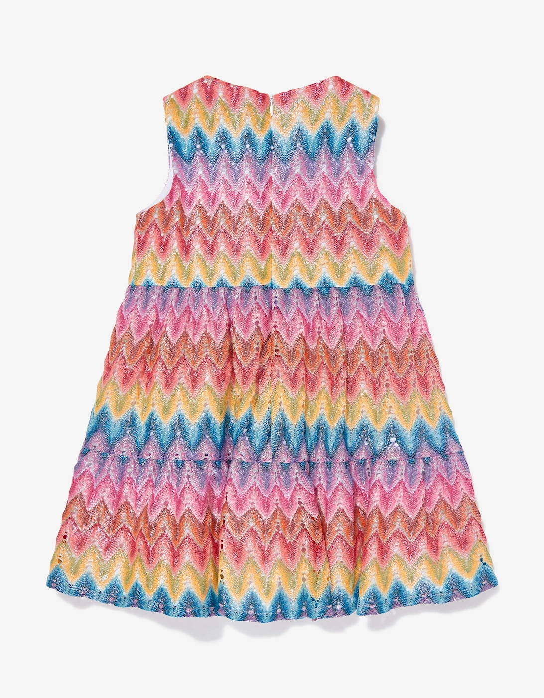 Girls Knitted Zigzag Dress in Multicolour