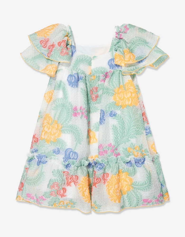 Girls Floral Silk Dress in Multicolour