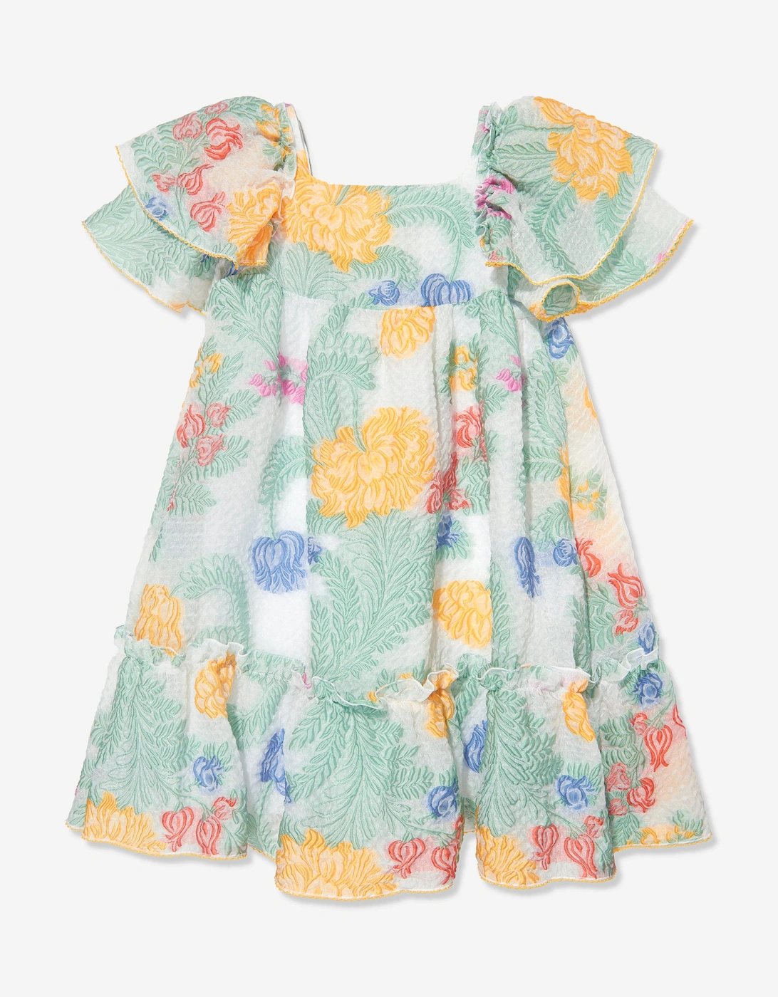 Girls Floral Silk Dress in Multicolour, 5 of 4