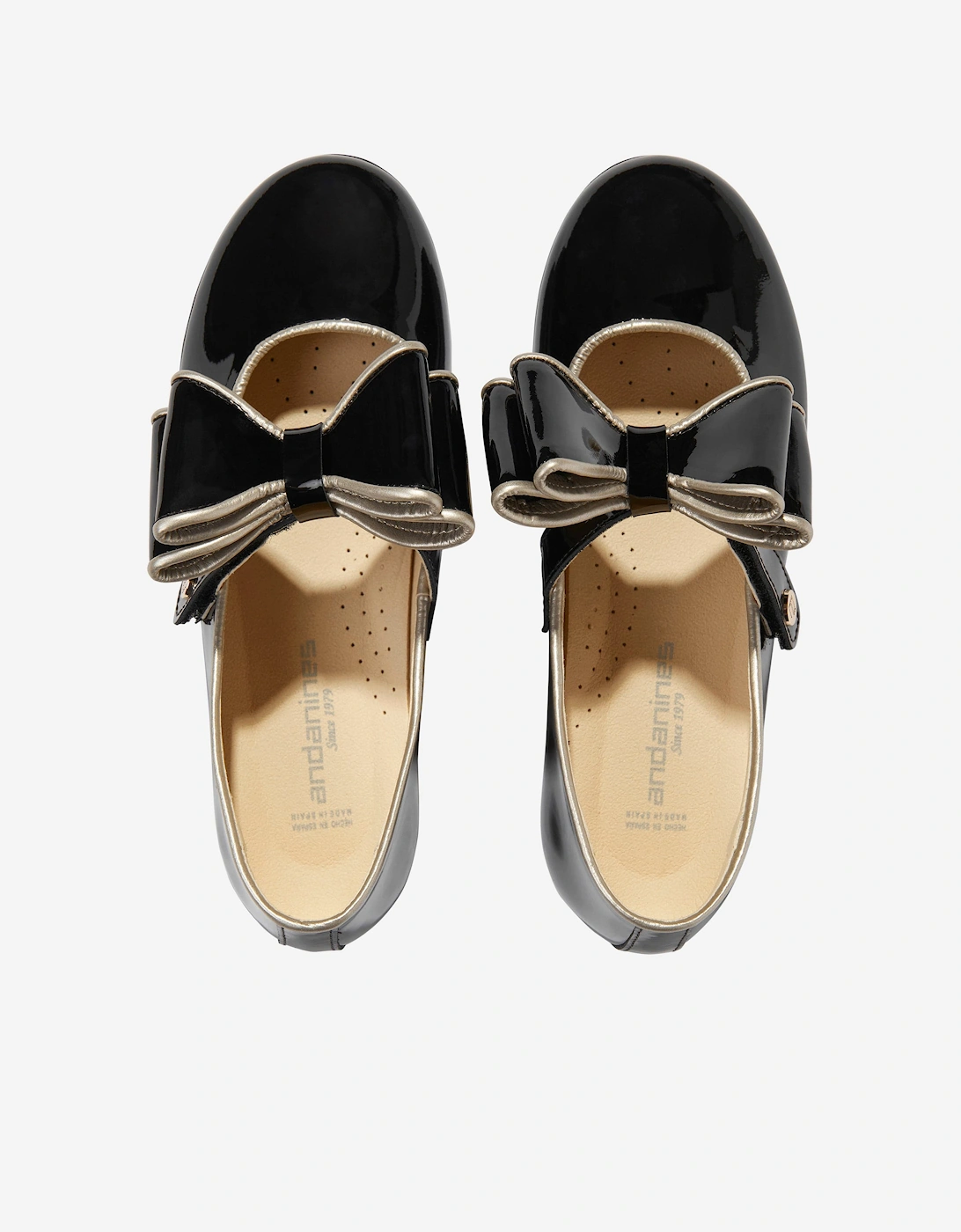 Girls Leather Mary Jane Bow Shoes in Black