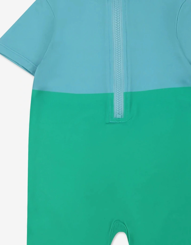 Baby Boys Frog All In One Swimsuit in Green