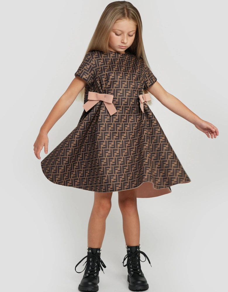 Girls Neoprene FF Logo Bow Dress
