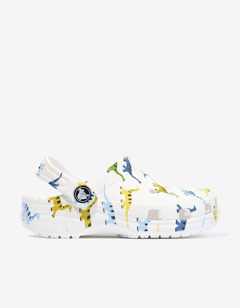 Boys Classic Character Dino Print Clog in White