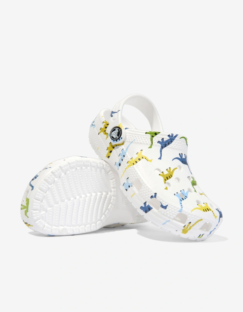 Boys Classic Character Dino Print Clog in White