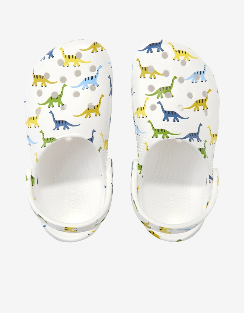 Boys Classic Character Dino Print Clog in White