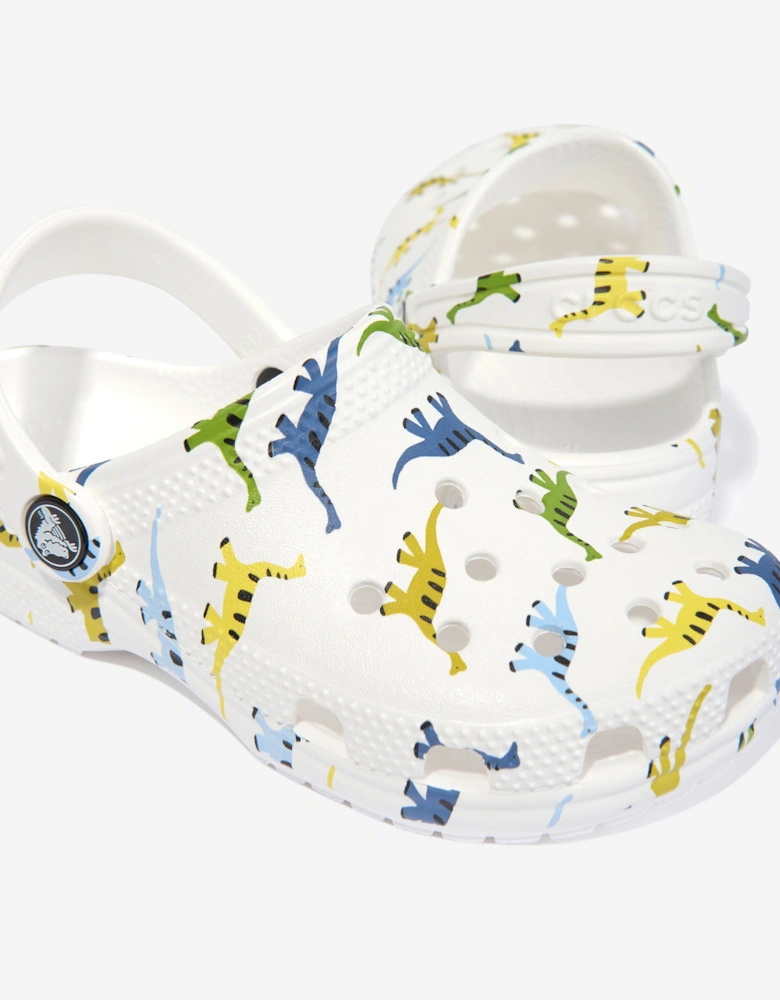 Boys Classic Character Dino Print Clog in White