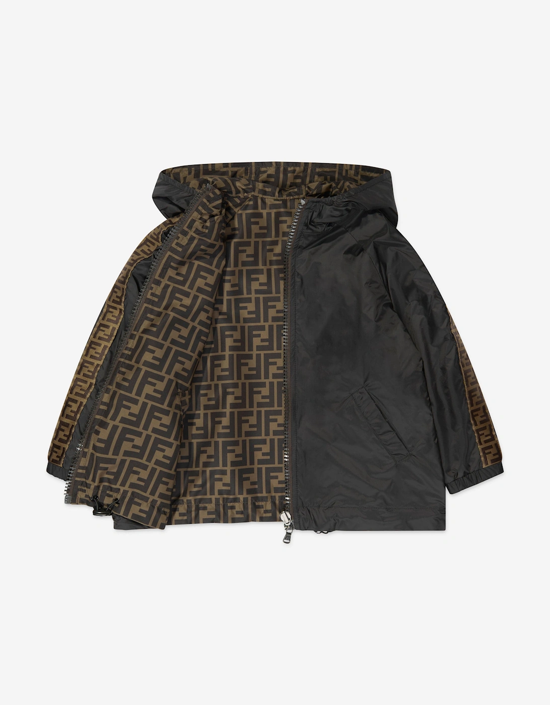 Kids Reversible FF K-Way Jacket in Black