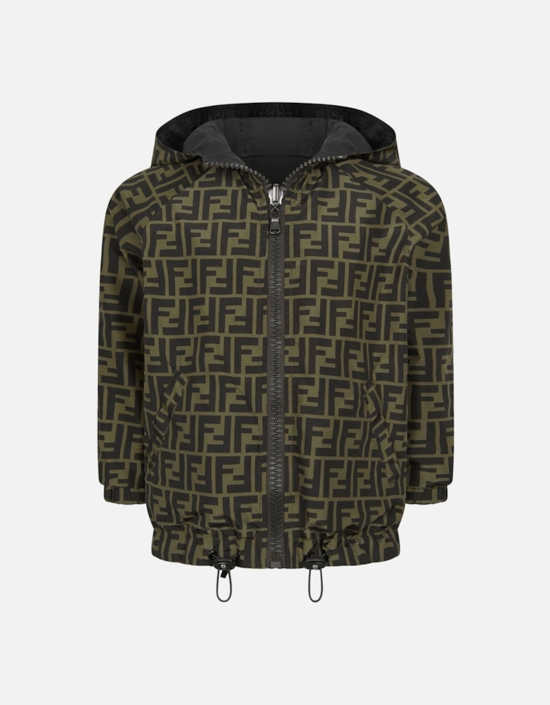 Kids Reversible FF K-Way Jacket in Black