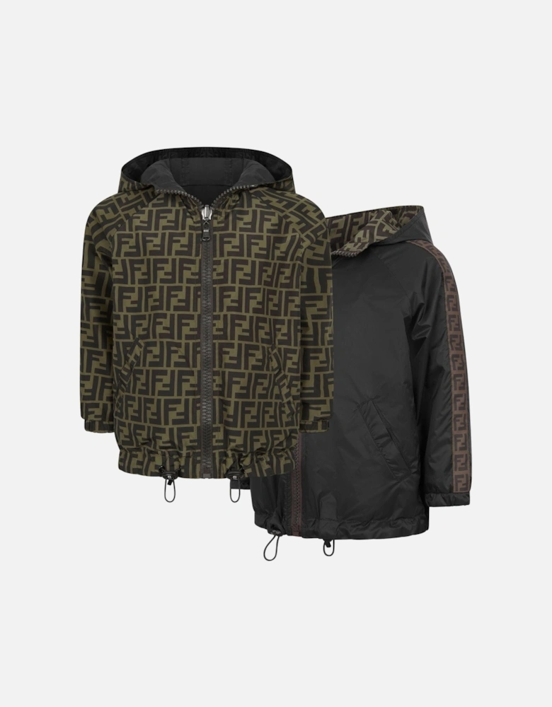 Kids Reversible FF K-Way Jacket in Black