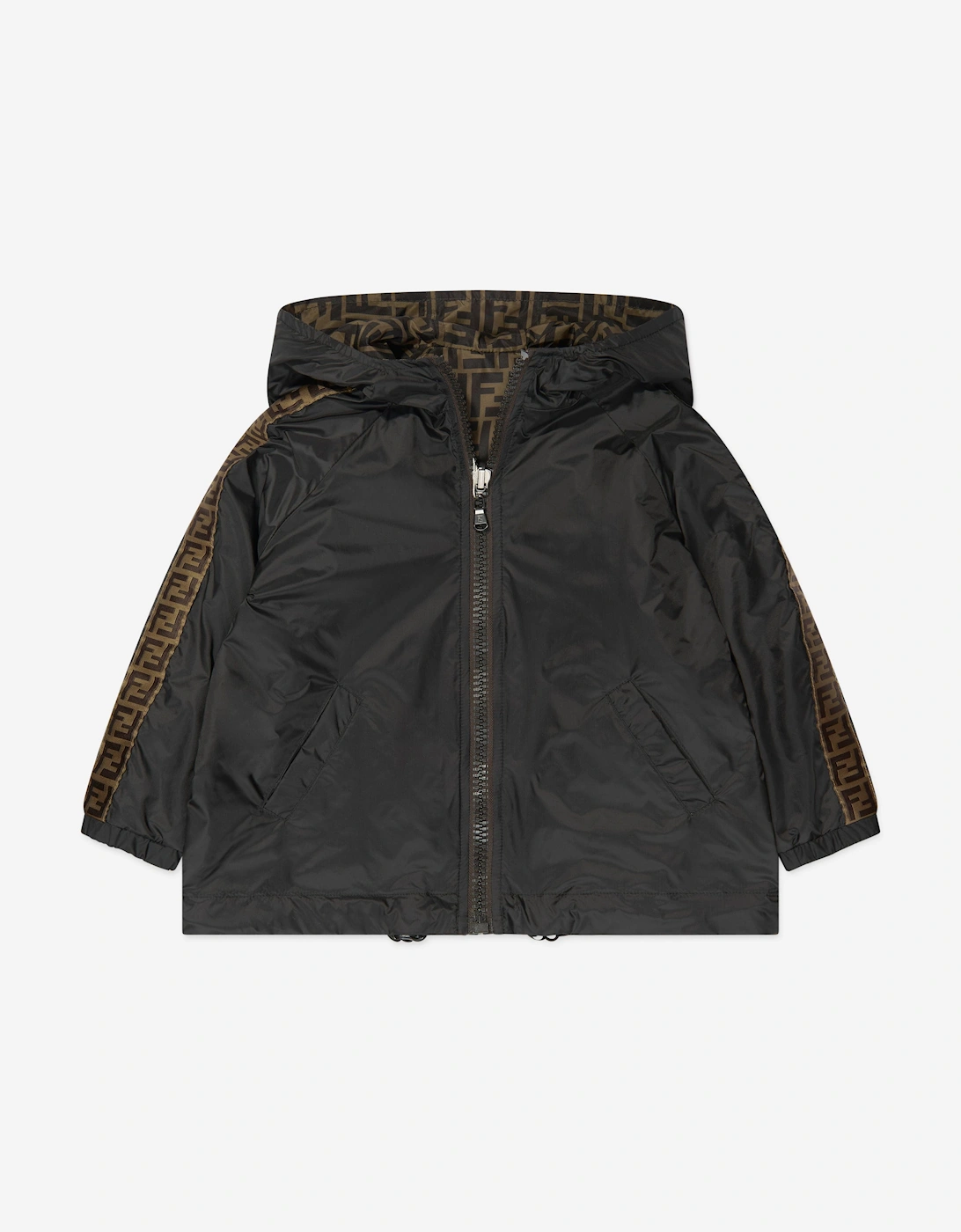 Kids Reversible FF K-Way Jacket in Black