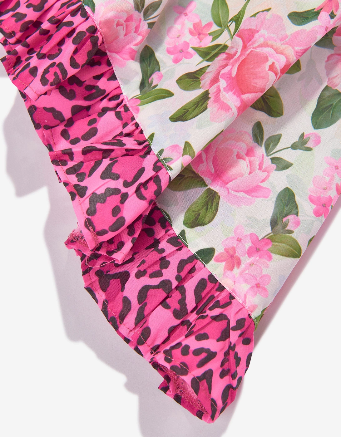 Girls Floral And Leopard Dress in Multicolour