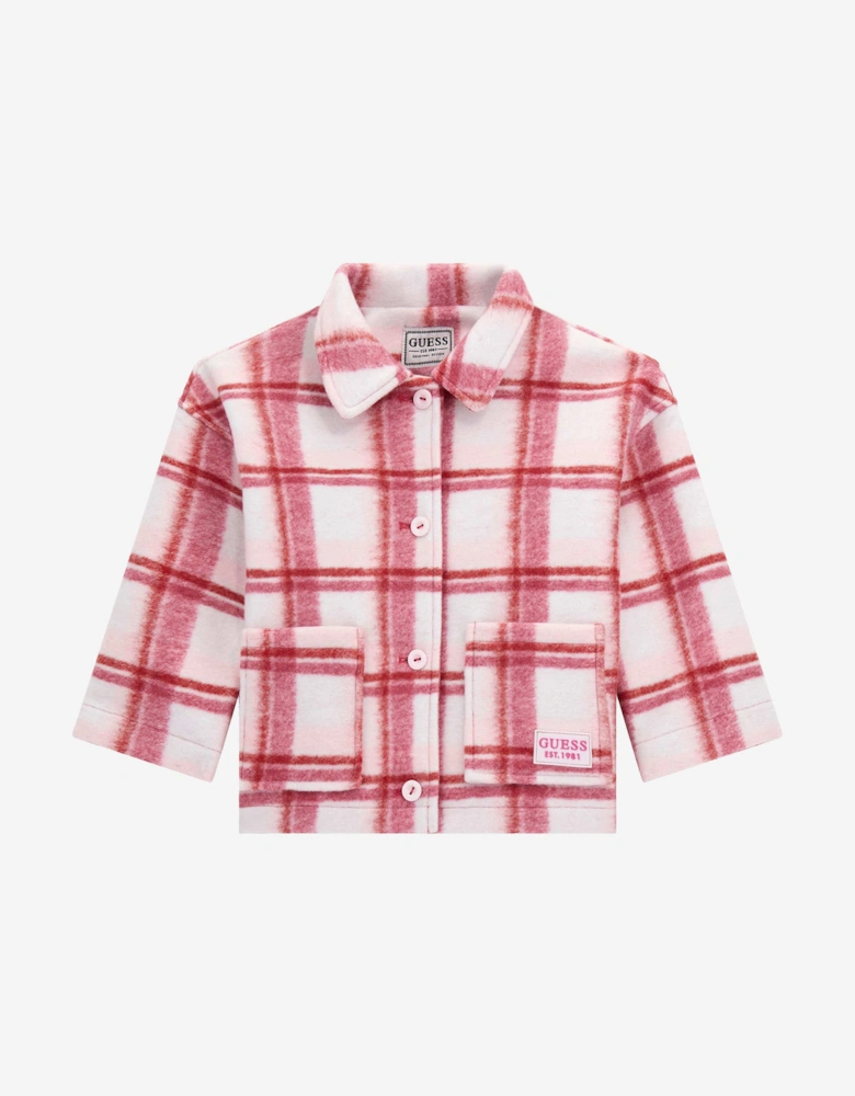 Girls Check Bonded Cloth Jacket in Pink
