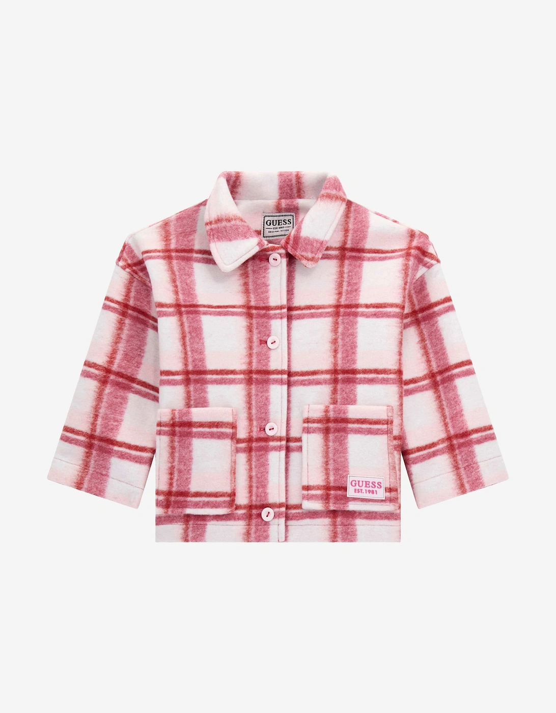 Girls Check Bonded Cloth Jacket in Pink, 4 of 3