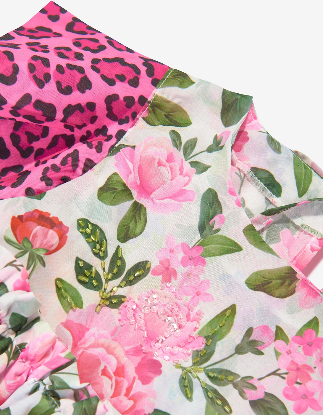 Girls Floral And Leopard Dress in Multicolour