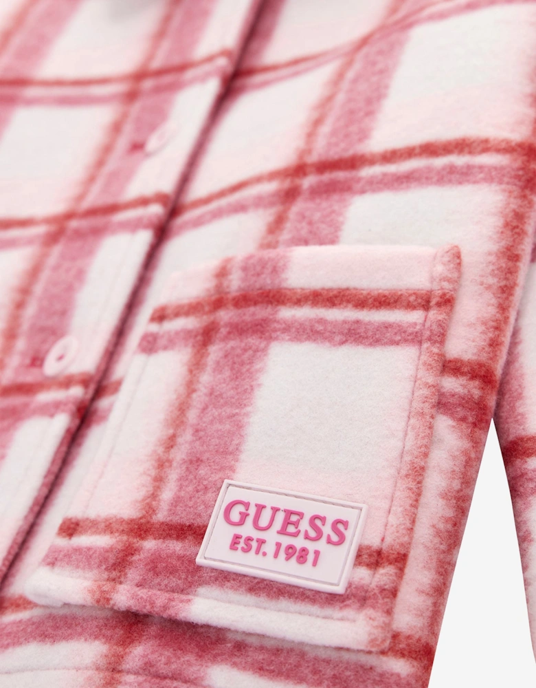 Girls Check Bonded Cloth Jacket in Pink