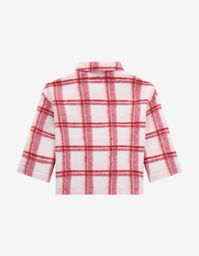 Girls Check Bonded Cloth Jacket in Pink